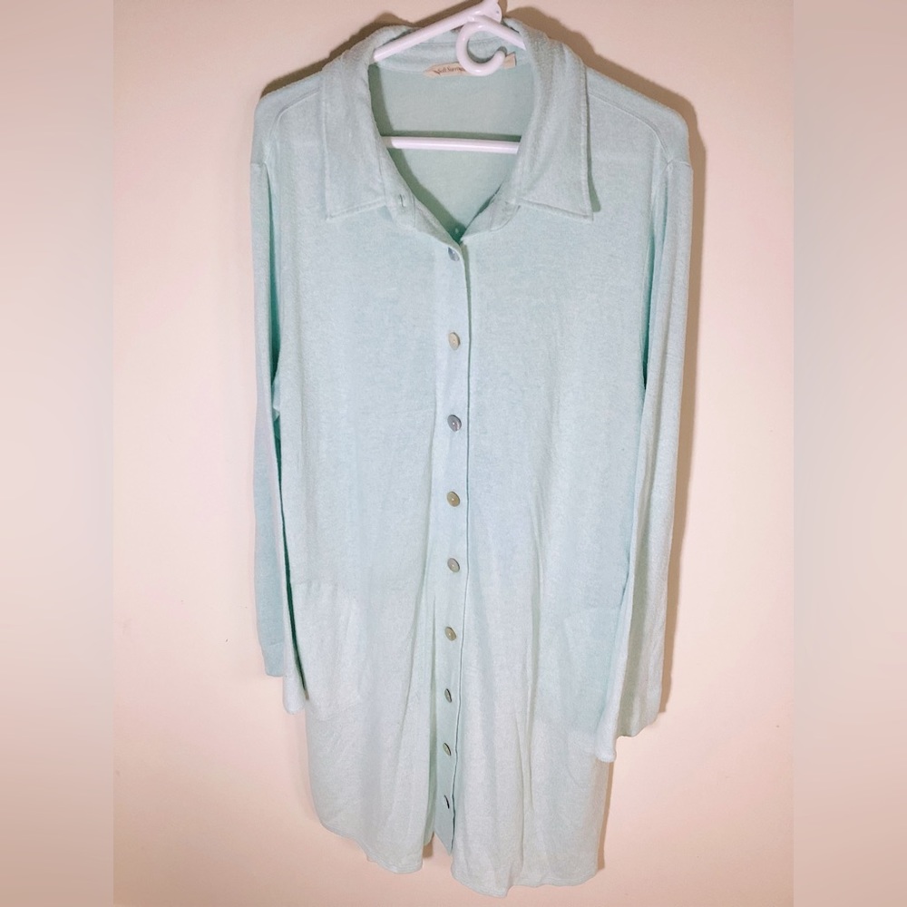Soft Surroundings Super Soft Knit‎ Nightgown Nightshirt Light Blue XL